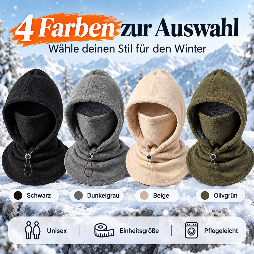 🔥 3-in-1 Thermo-Winterhaube – Mütze, Maske & Schal in einem | Weiches Fleece für warme Wintertage ❄️（Extra dick gefüttert）