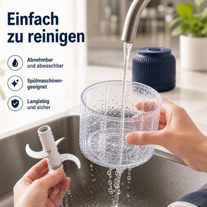 🍹🥑 50 % RABATT! 🌪️ 6-Klingen Elektrischer Zerkleinerer｜Für Gemüse, Zwiebeln, Kräuter, Nüsse & Fleisch｜Kabellos, One-Touch & Leicht zu Reinigen｜Baby Food Maker, Entsafter, Gewürzmühle & Fleischwolf