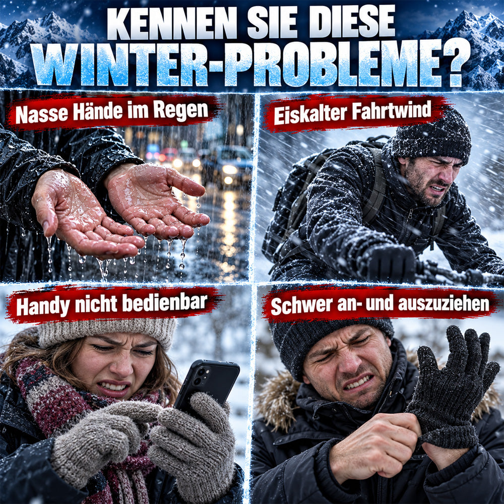 UPSELL ❄️ Touchscreen-Winterhandschuhe – Wind- & wasserdicht mit warmem Fleecefutter | Rutschfeste Handflächen & praktischer Reißverschluss | Ideal zum Radfahren, Skifahren & Wandern 🧤