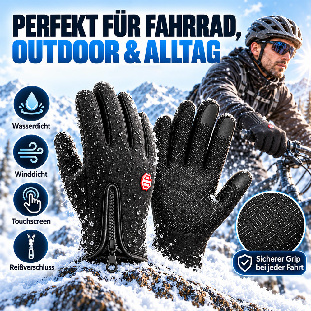 ❄️ Touchscreen-Winterhandschuhe – Wind- & wasserdicht mit warmem Fleecefutter | Rutschfeste Handflächen & praktischer Reißverschluss | Ideal zum Radfahren, Skifahren & Wandern 🧤