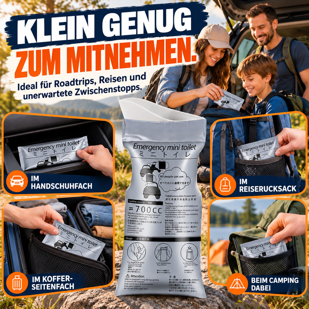 🚗 700-ml-Notfallbeutel für Urin & Erbrochenes | Schnell saugend und verschließbar – für Autofahrten, Camping & Reiseübelkeit 🤢