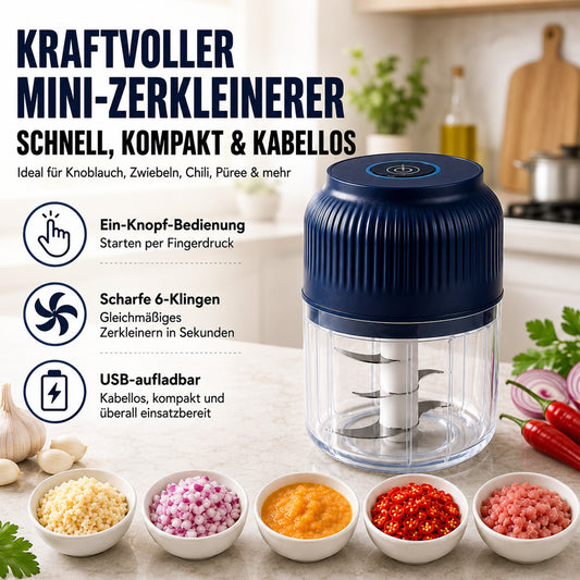 🍹🥑 50 % RABATT! 🌪️ 6-Klingen Elektrischer Zerkleinerer｜Für Gemüse, Zwiebeln, Kräuter, Nüsse & Fleisch｜Kabellos, One-Touch & Leicht zu Reinigen｜Baby Food Maker, Entsafter, Gewürzmühle & Fleischwolf
