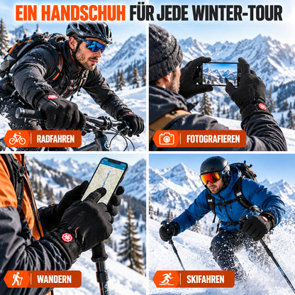 ❄️ Touchscreen-Winterhandschuhe – Wind- & wasserdicht mit warmem Fleecefutter | Rutschfeste Handflächen & praktischer Reißverschluss | Ideal zum Radfahren, Skifahren & Wandern 🧤