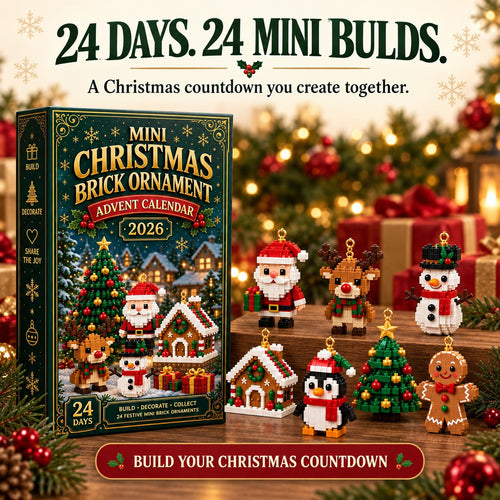 🎀 Weihnachtsvorverkauf 🎀 – 🎄 24-Tage-Adventskalender | 24 Mini-Weihnachtsornamente zum Aufhängen – für Weihnachtsbaum & Festtagsdeko 🧱