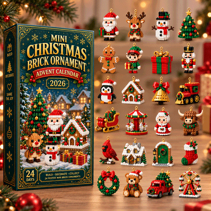 🎀 Weihnachtsvorverkauf 🎀 – 🎄 24-Tage-Adventskalender | 24 Mini-Weihnachtsornamente zum Aufhängen – für Weihnachtsbaum & Festtagsdeko 🧱