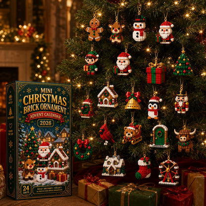 🎀 Weihnachtsvorverkauf 🎀 – 🎄 24-Tage-Adventskalender | 24 Mini-Weihnachtsornamente zum Aufhängen – für Weihnachtsbaum & Festtagsdeko 🧱