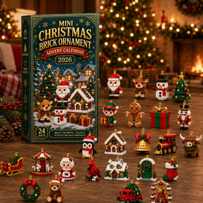 🎀 Weihnachtsvorverkauf 🎀 – 🎄 24-Tage-Adventskalender | 24 Mini-Weihnachtsornamente zum Aufhängen – für Weihnachtsbaum & Festtagsdeko 🧱