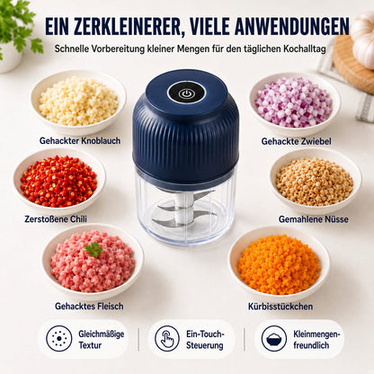 🍹🥑 50 % RABATT! 🌪️ 6-Klingen Elektrischer Zerkleinerer｜Für Gemüse, Zwiebeln, Kräuter, Nüsse & Fleisch｜Kabellos, One-Touch & Leicht zu Reinigen｜Baby Food Maker, Entsafter, Gewürzmühle & Fleischwolf