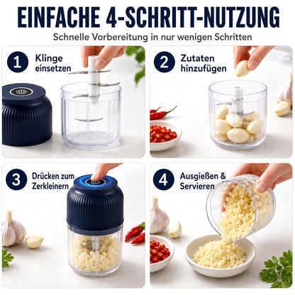 🍹🥑 50 % RABATT! 🌪️ 6-Klingen Elektrischer Zerkleinerer｜Für Gemüse, Zwiebeln, Kräuter, Nüsse & Fleisch｜Kabellos, One-Touch & Leicht zu Reinigen｜Baby Food Maker, Entsafter, Gewürzmühle & Fleischwolf
