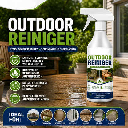 UPSELL🏆🏆🌿 NUR FÜR KURZE ZEIT 50 % RABATT! Outdoor-Oberflächenreiniger-Spray, schnell wirkender Fleckenentferner für Terrassen, Holzmöbel & Außenflächen
