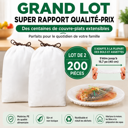 100 Stück Einweg-Frischhaltehauben, elastische Abdeckungen für Schüsseln & Teller, Alternative zu Frischhaltefolie für Lebensmittelaufbewahrung & Reste
